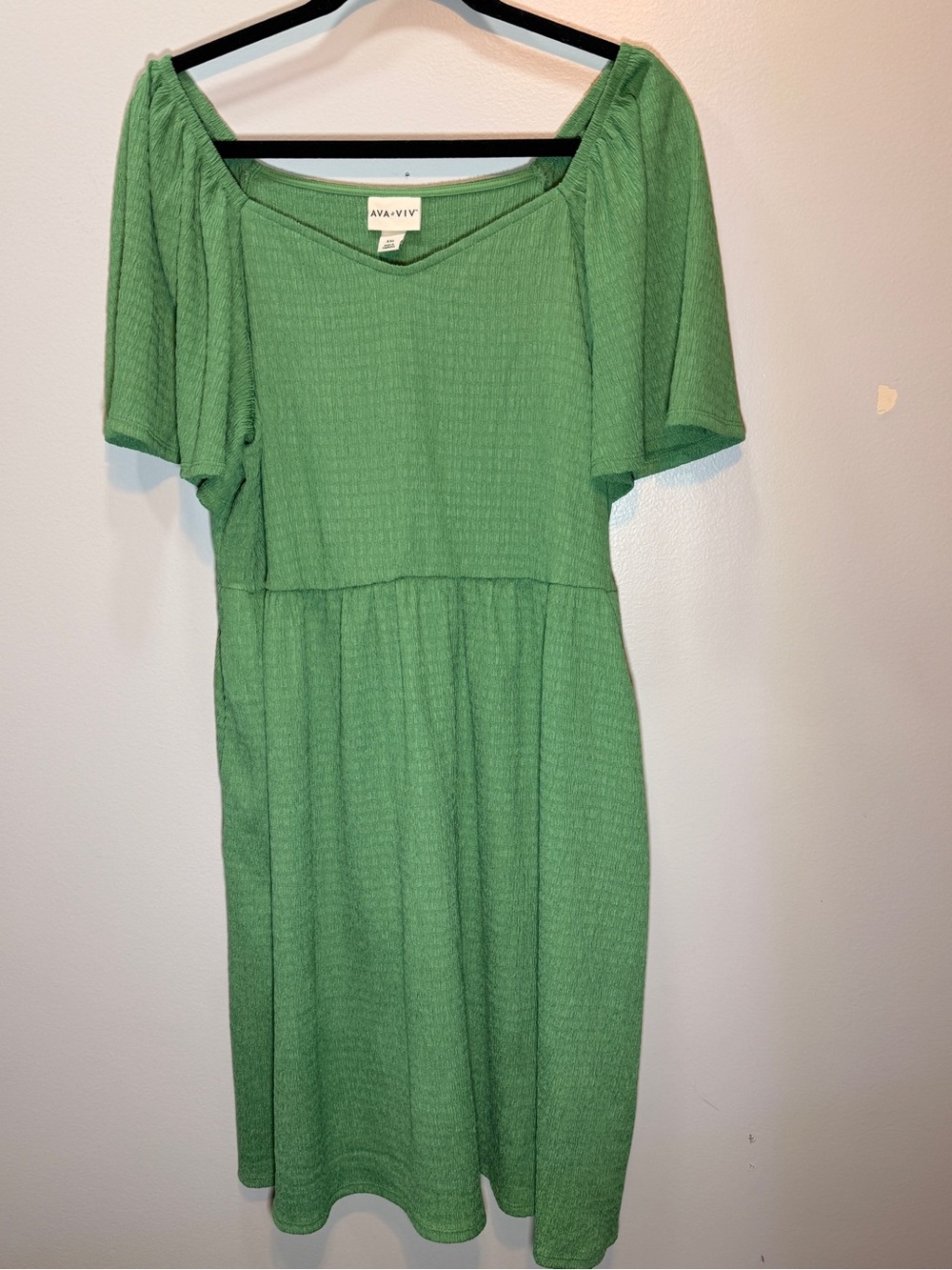 Ava & Viv Light Green Short-Sleeve Fit & Flare Midi Dress